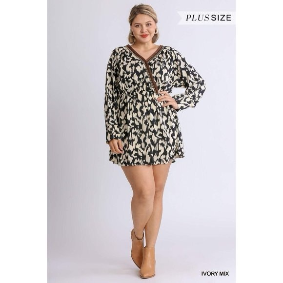 Umgee Dresses & Skirts - Umgee Abstract Print Embroidered Mini Dress